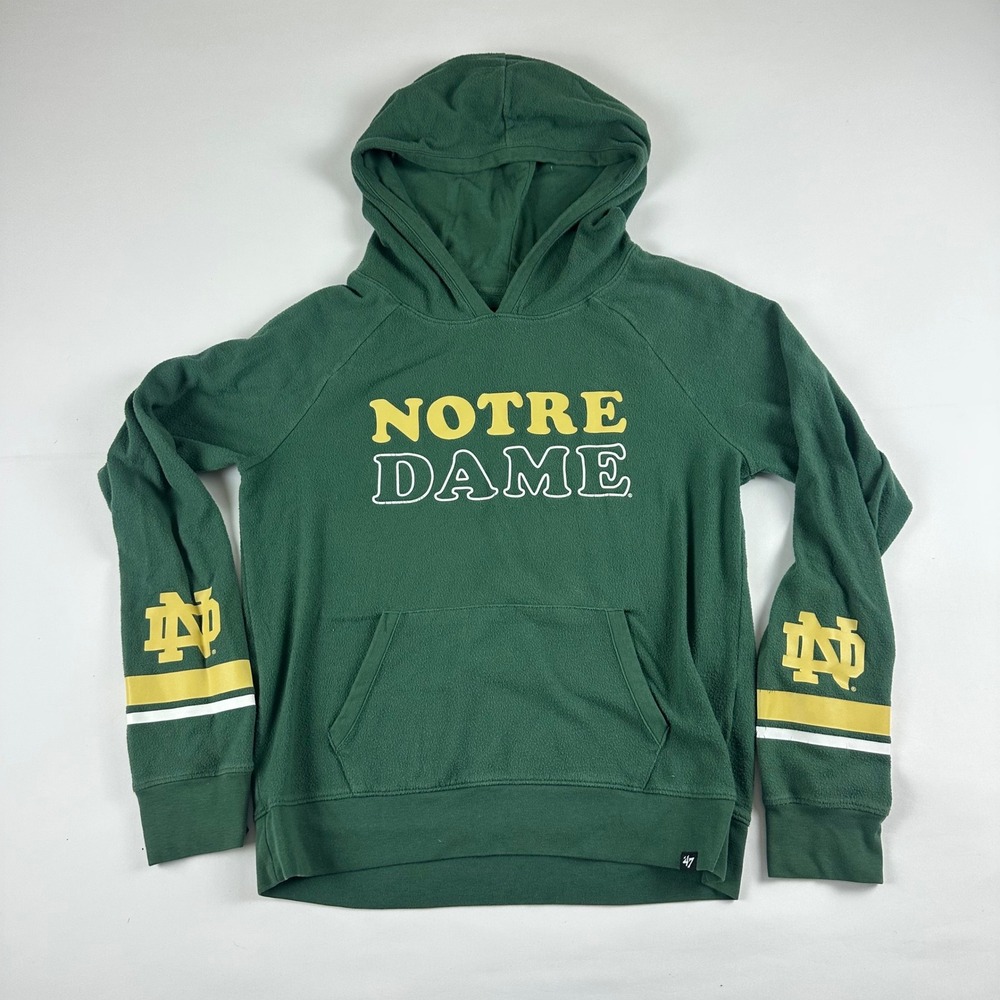 47 Brand Notre Dame Sz Small Fighting Irish Green Pullover Hoodie Sweatshirt